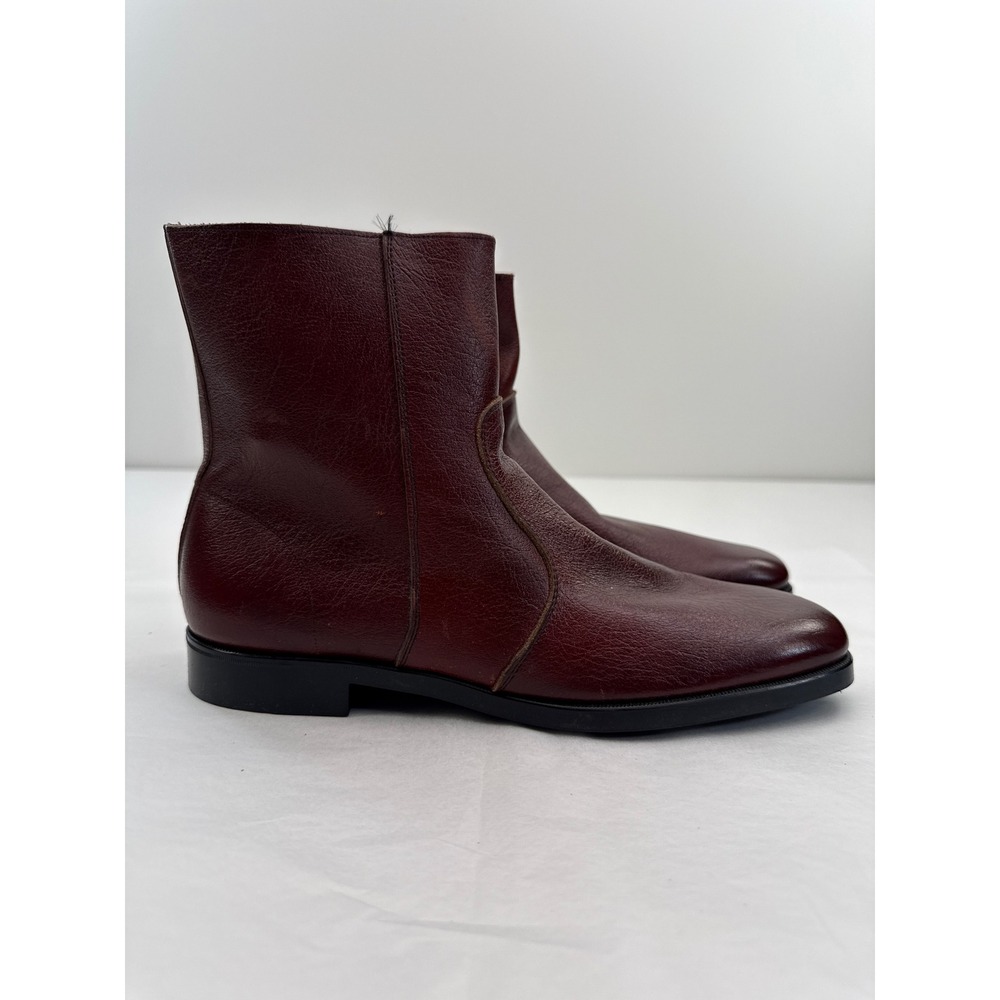 Buster Brown Vintage Mens Ankle Boots 6 Burgundy Leather Square Toe NOS NEW